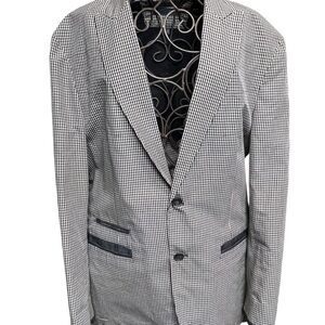 John Varvatos Black and White Houndstooth Blazer